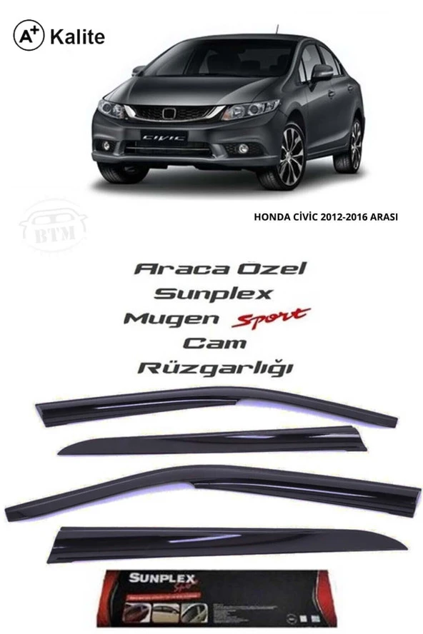 Honda Civic 12-16 Fb7 Cam Rüzgarlığı Marka Mugen 4lü ürün görseli 1