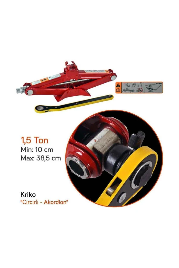 Akordion Kriko Makaslı 1,5 Ton Cırcırlı Kollu Kutulu Br2701602 ürün görseli 1