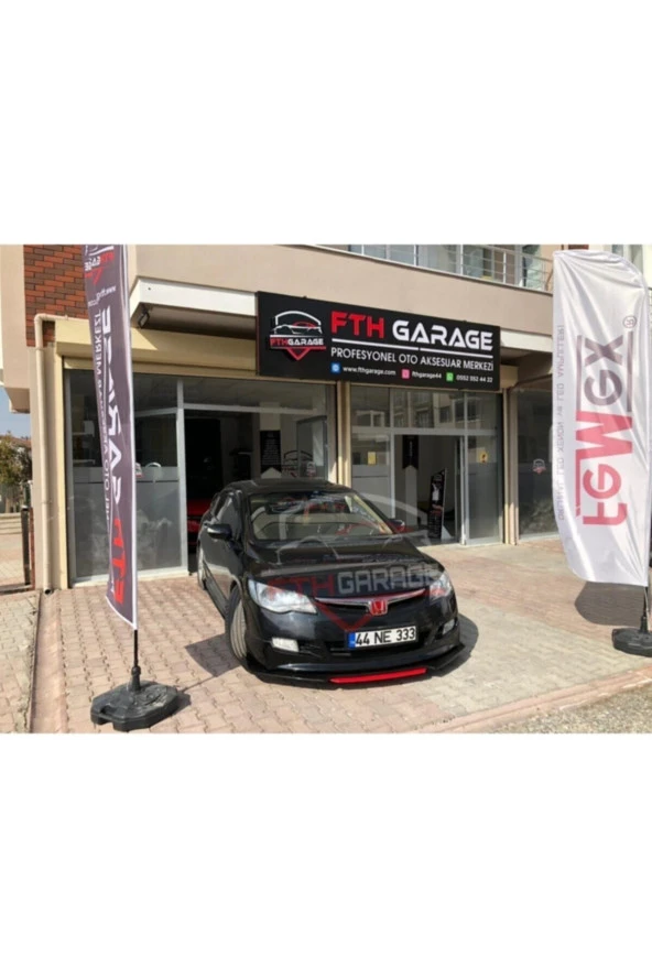 4 Parça Honda Civic Fd6 - Ön Lip Kırmızı-sarı-mavi Dilli ürün görseli 1