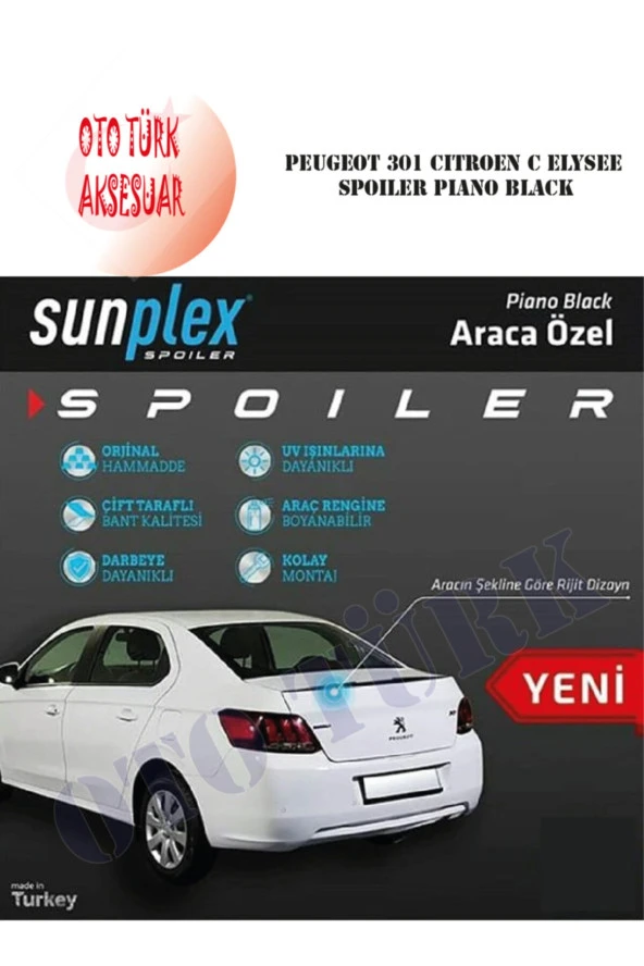 Peugeot 301 Citroen C Eleyse Spoiler Piano Black ürün görseli 1
