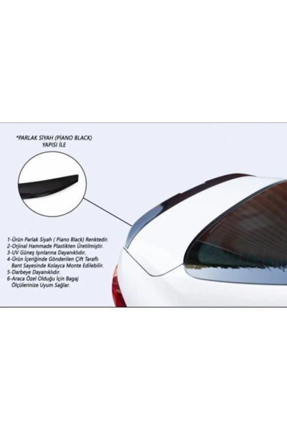 Citroen C-elysee Bagaj Üstü Spoiler Piano Black - Resim 2