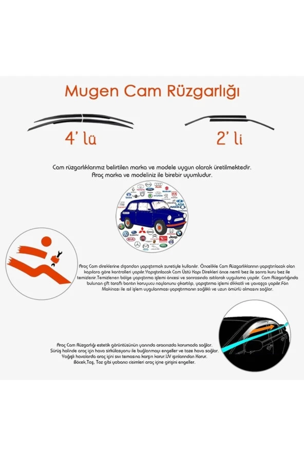 Sp-s-27 Dacia Logan Mcv 2013-2019 Sport Style Cam Rüzgarlığı 4 Lü ürün görseli 1