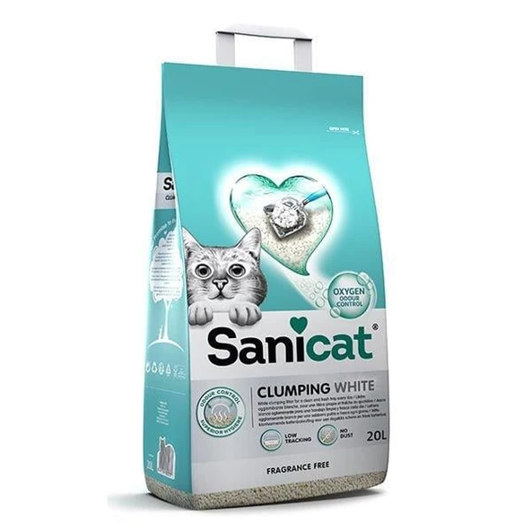 Sanicat Clumping White Oksijen Kontrol Kedi Kumu 20 Lt ürün görseli 1