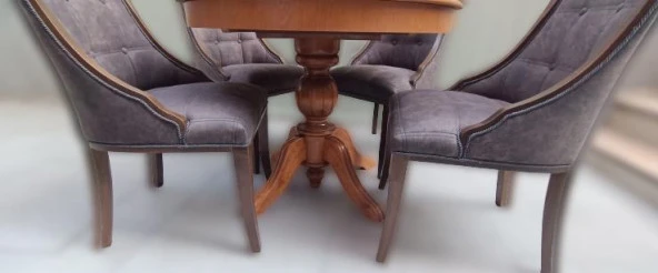 Masa ST Baba 90145 Ihlamur Ayak Model  Sandalye Zus 40 Asil Ahşap MDF  Kapitoneli ürün görseli 1