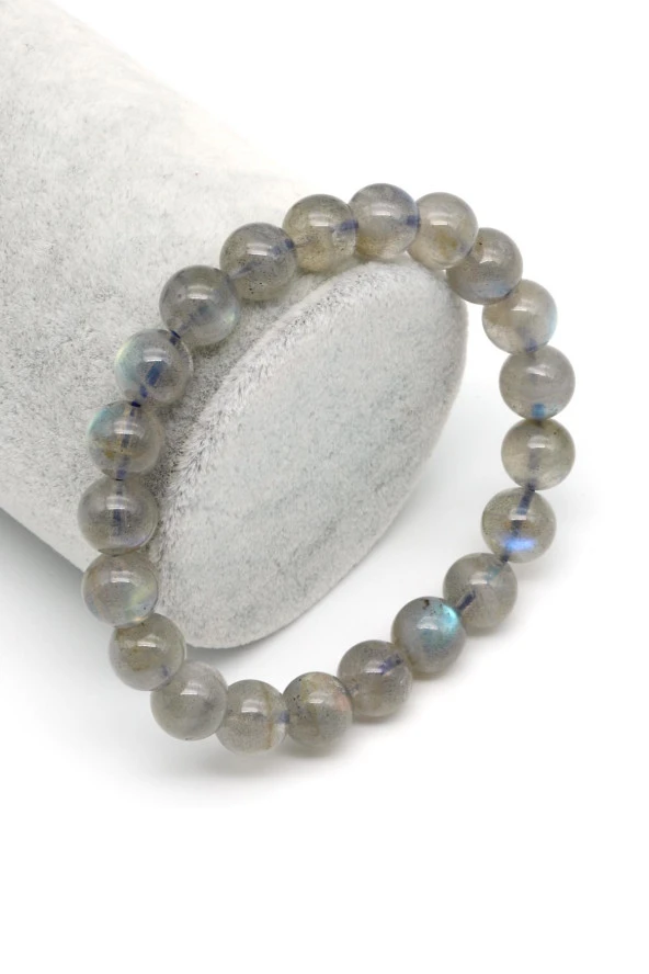 Labradorit ( AA Kalite ) Doğal Taş Bileklik 9 mm Küre Kesim ürün görseli 1