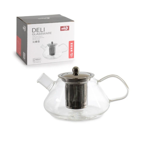 DELI Glassware GPH21 Borosilikat Cam Demlik 1.0 Litre ürün görseli 1