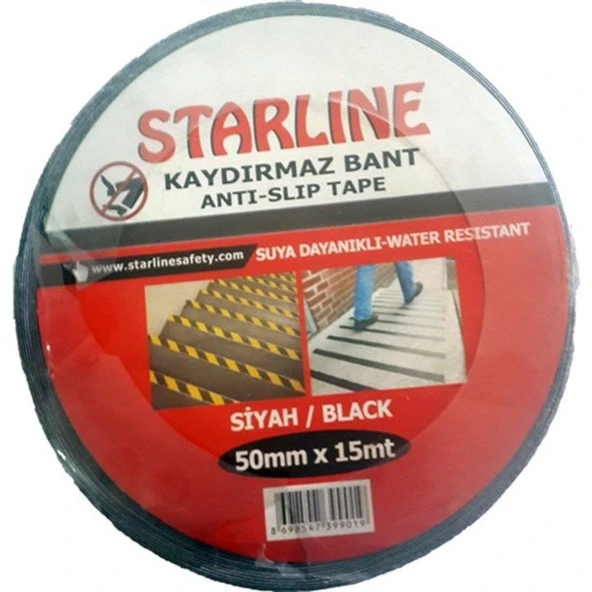 Kaydırmaz Bant 50 mm 15 metre Siyah renk Yüksek Tutuş Starline Marka  Suya Dayanıklı ürün görseli 1