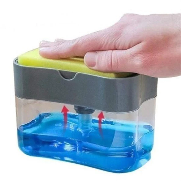 Zhltools İkisi Bir Arada Basmalı Pratik Sıvı Sabunluk Pompası ve Bulaşık Yıkama Süngeri Haznesi ürün görseli 1