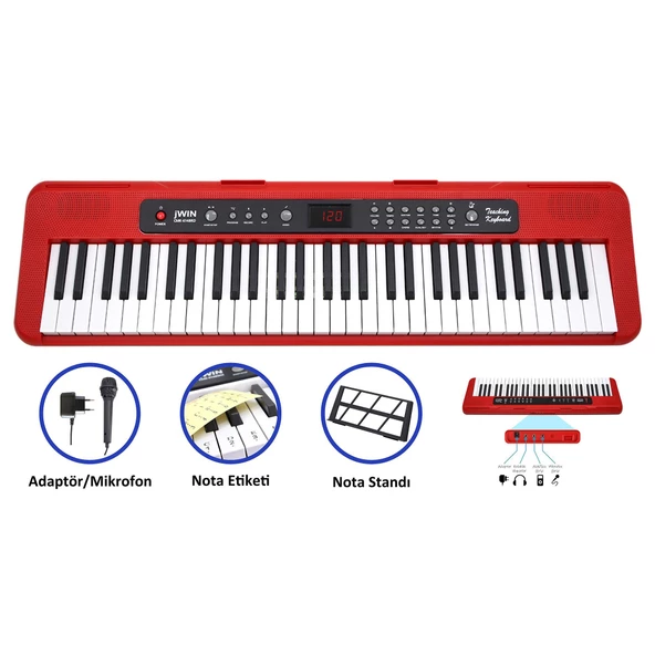 Jwin CMK-6148RD 61 Tuşlu Elektronik Org (Etiket. Mikrofon ve Adaptör Hediye) ürün görseli 1