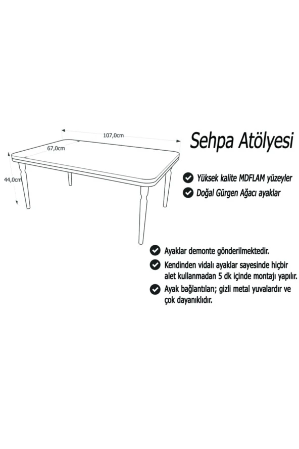 AKSET Orta Sehpa Lüx Krem Gümüş - Resim 5