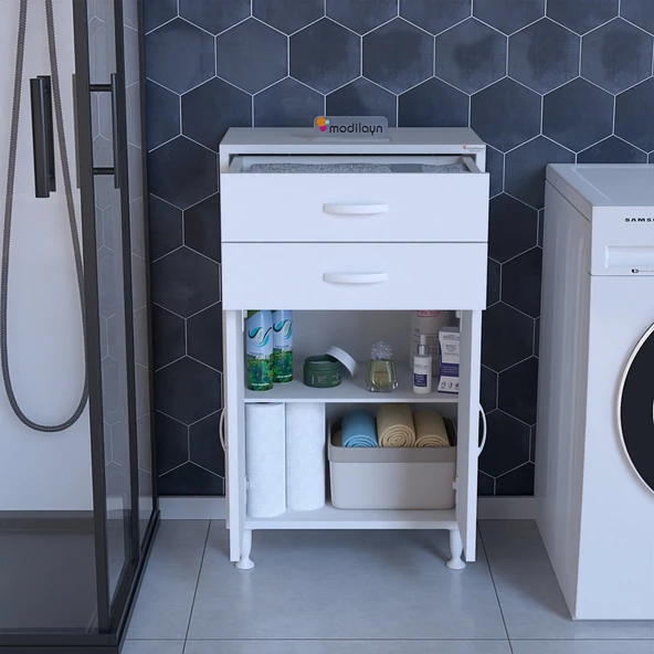 Modilayn SOFT 55 x 99,5 x 32,5 cm Çift Çekmeceli Çok Amaçlı Banyo & Mutfak Dolabı ürün görseli 1