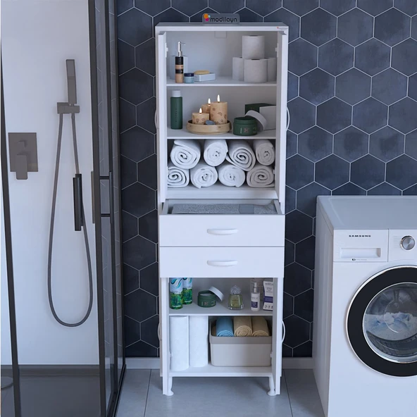 Modilayn SOFT ERA 55 x 187,9 x 32,5 cm Kapaklı Ve Çekmeceli Çok Amaçlı Banyo & Mutfak Dolabı ürün görseli 1