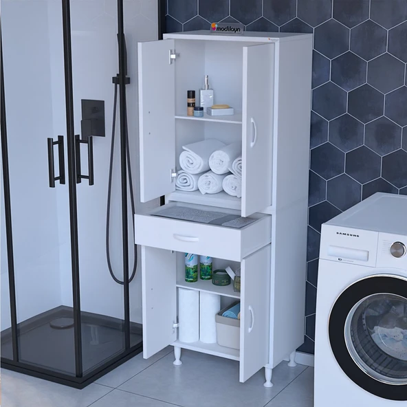 Modilayn EMİR NEWYORK 54 x 170,4 x 32,5 cm Kapaklı Ve Çekmeceli Çok Amaçlı Banyo & Mutfak Dolabı ürün görseli 1