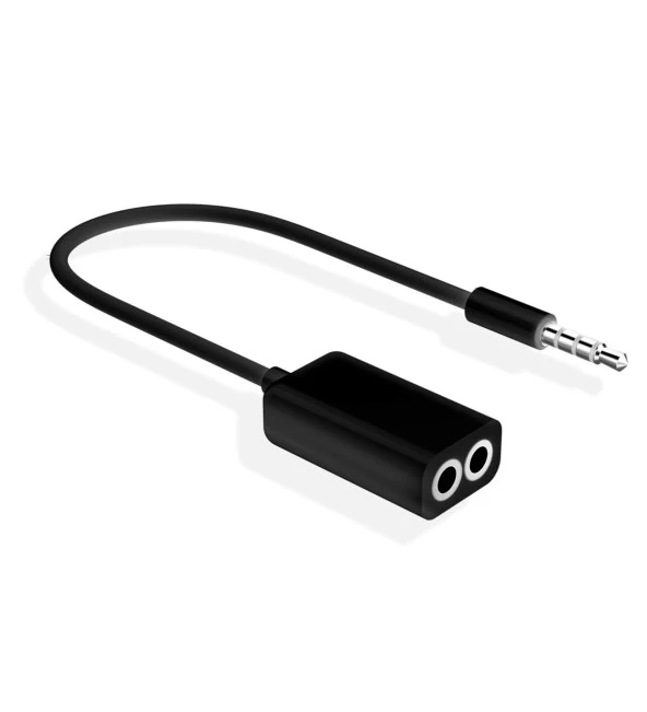 Mp3 Mp4 iPod iPhone iPad Pc Notebook Kulaklık Çoklayıcı Splitter - Siyah ürün görseli 1