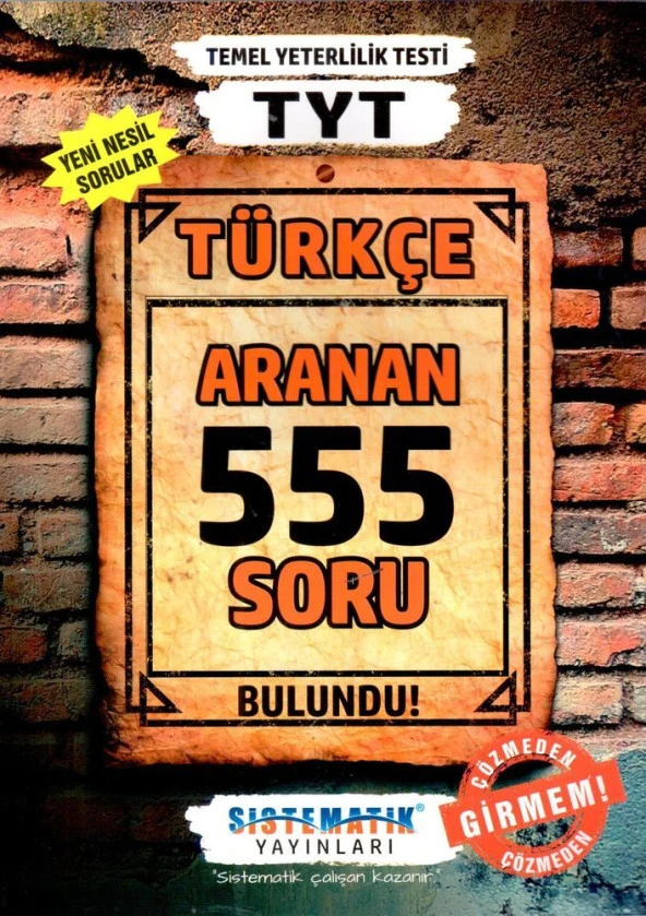 TYT Türkçe 555 Aranan Soru Sistematik Yayınları ürün görseli 1