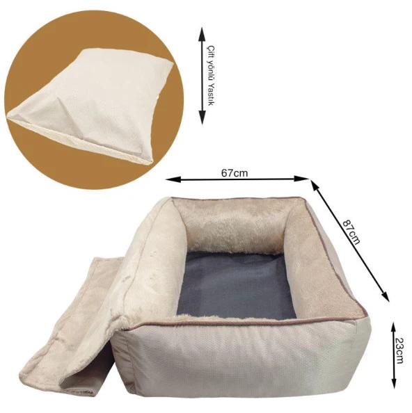 Lepus Winter Bed Krem Large - Resim 3
