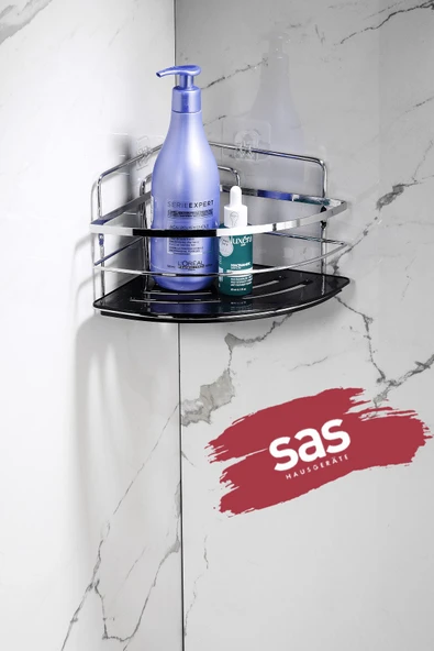 Yapışkanlı Ömür Boyu Paslanmaz Kristal Ayarlanabilir Raf Banyo Düzenleyici Şampuanlık LK-01 KS ürün görseli 1