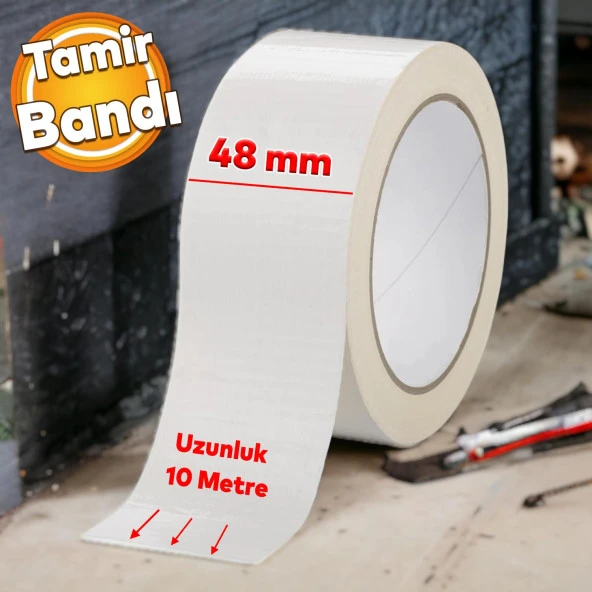 Tamir Onarım Tadilat Bandı 48 mm x 10 Metre Çok Amaçlı Beyaz Takviye Bant Güçlü Yapıştırıcı ürün görseli 1
