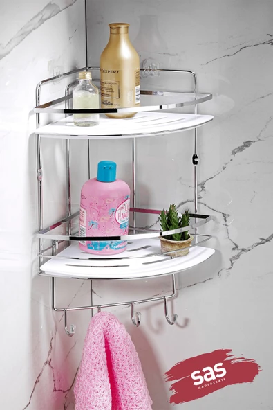 Yapışkanlı Ömür Boyu Paslanmaz Kristal Ayarlanabilir Raf Banyo Düzenleyici Şampuanlık LK-02 KBKK ürün görseli 1