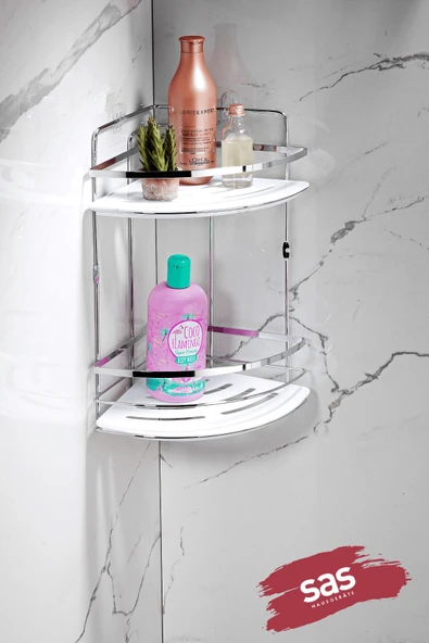 Yapışkanlı Ömür Boyu Paslanmaz Kristal Ayarlanabilir Raf Banyo Düzenleyici Şampuanlık LK-02 KB ürün görseli 1