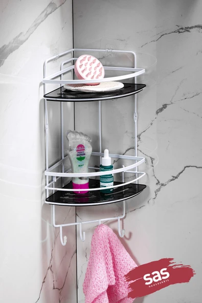 Yapışkanlı Ömür Boyu Paslanmaz Kristal Ayarlanabilir Raf Banyo Düzenleyici Şampuanlık LK-02 BSBK ürün görseli 1