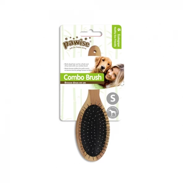 Pawise 11481 Ahşap Saplı Elips Plastik Uçlu Köpek Tarağı S ürün görseli 1