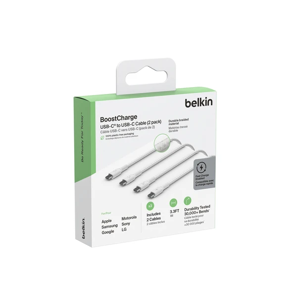 Belkin Braıded Type C-C 2.0 1M WHT 2'li - Resim 14