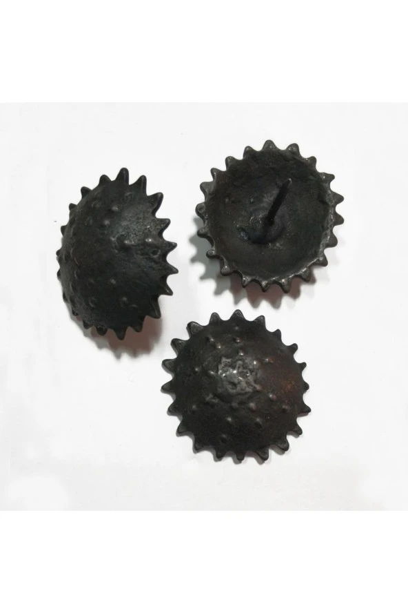 El Yapımı Eskitme Pirinç Yuvarlak Dövme Kabara 10 Adet Çap 4,7cm. ürün görseli 1