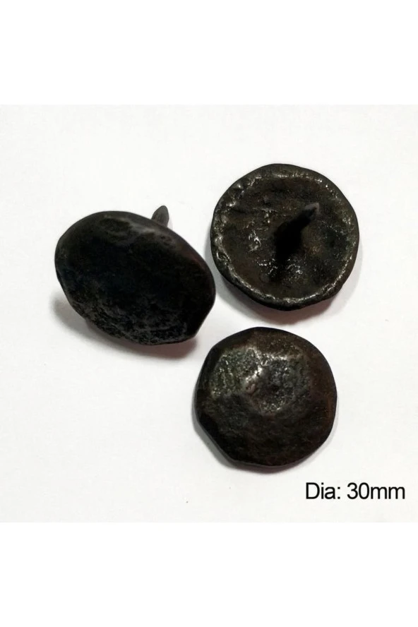 El Yapımı Eskitme Pirinç Yuvarlak Dövme Kabara 10 Adet Çap 3cm ürün görseli 1