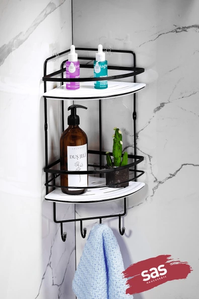 Yapışkanlı Ömür Boyu Paslanmaz Kristal Ayarlanabilir Raf Banyo Düzenleyici Şampuanlık LK-02 SBSK ürün görseli 1