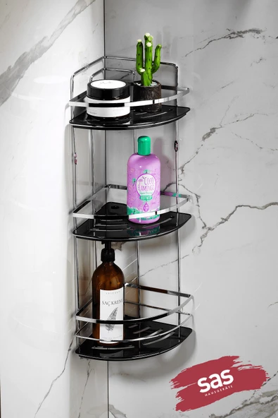 Yapışkanlı Ömür Boyu Paslanmaz Kristal Ayarlanabilir Raf Banyo Düzenleyici Şampuanlık LK-03 KS ürün görseli 1