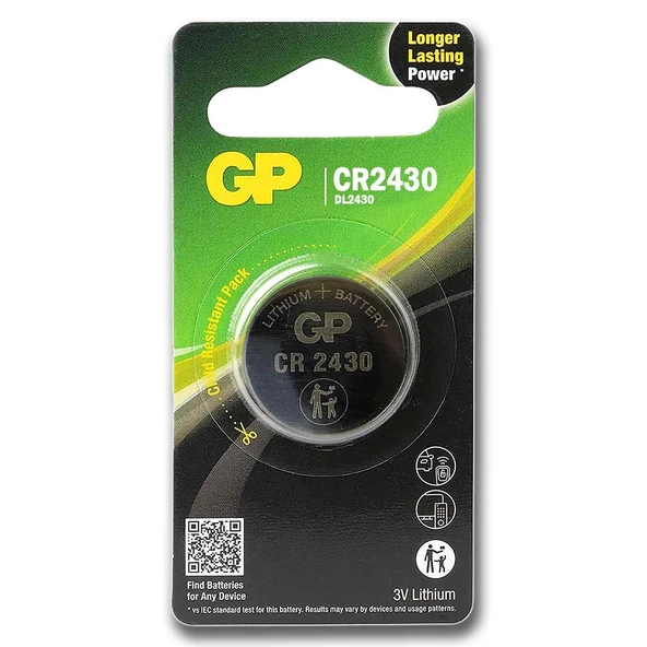 GP BATTERIES 3V CR2430 VOLVO Smart Kumandalar için Kumanda Pili Para Pil 1 Adet ürün görseli 1