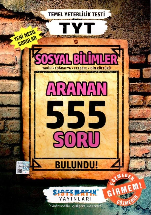 TYT Sosyal Bilimler 555 Aranan Soru Sistematik Yayınları ürün görseli 1