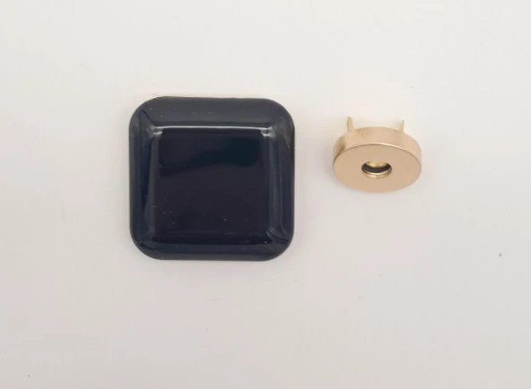Angel Çanta Aksesuar 3.5 cm Kare Akrilikli Siyah Renk Light Gold Mıknatıslı Kilit ürün görseli 1