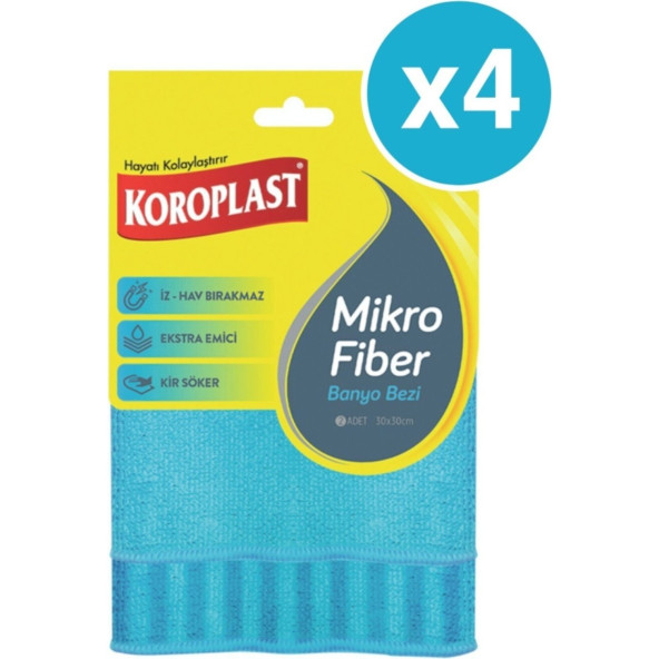 Koroplast Mikro Fiber Banyo Bezi 2 Li 30 x 30 Cm x 4 Paket ürün görseli 1