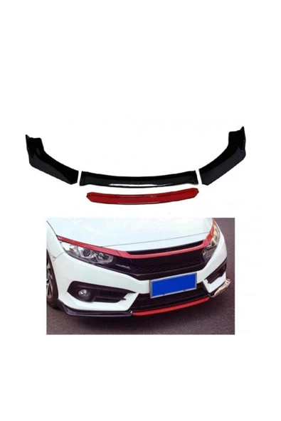 Honda Civic Fc5 Makyajlı Kasa 4 Parça Ön Lip Kırmızı ürün görseli 1