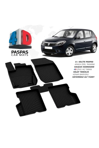 Sandero 4d Araca Özel Havuzlu Paspas 2008 2009 2010 2011 2012 2013 Uyumlu Omsa ürün görseli 1