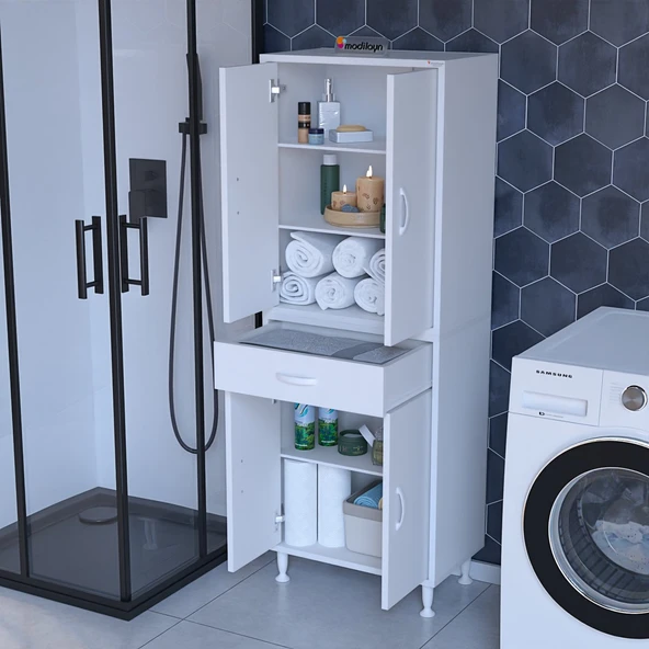 Modilayn EMİR ERA 55 x 173 x 32,5 cm Kapaklı Ve Çekmeceli Çok Amaçlı Banyo & Mutfak Dolabı ürün görseli 1