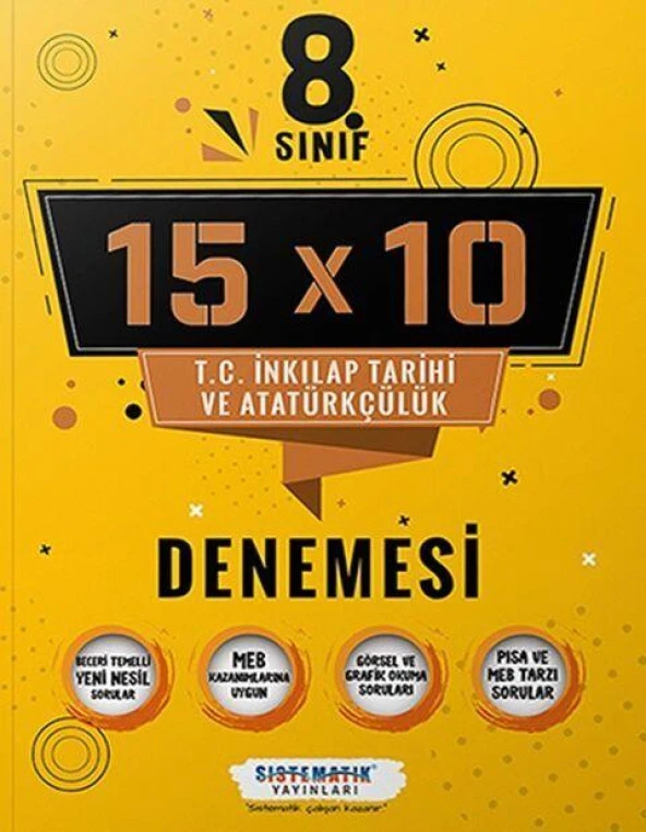8. Sınıf T.C. İnkılap Tarihi ve Atatürkçülük 15x10 Deneme Sistematik Yayınları ürün görseli 1