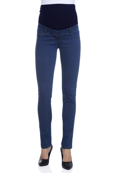Luvmabelly MYRA6005 Beli Ayarlanabilir Hamile Kot Pantolonu -Lacivert ürün görseli 1