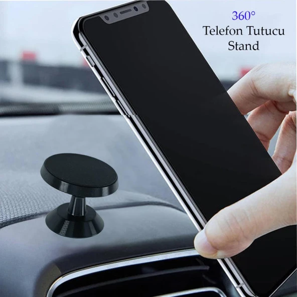 Universal Araç Telefon Tutucu Manyetik Mıknatıslı Yapışkanlı Telefon Standı Gümüş ürün görseli 1