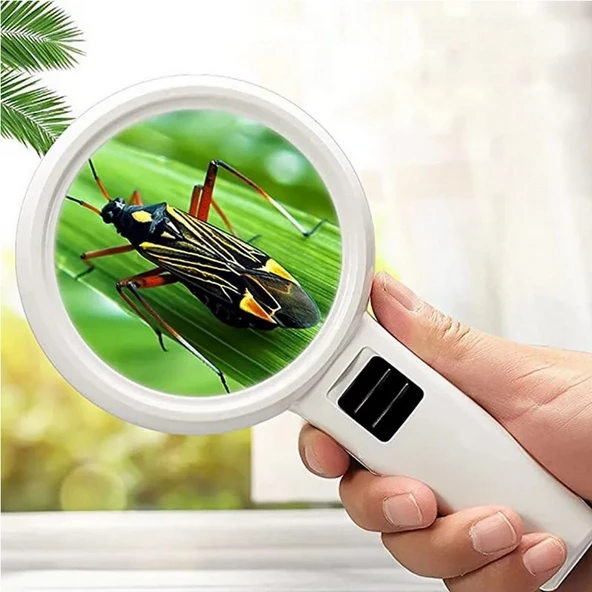 3 LED Işıklı Büyüteç 30X Kat Büyütme Oranlı 9cm (90MM) Çift Katmanlı Lup Mercek Camlı 110 Mm Çerçeve ürün görseli 1
