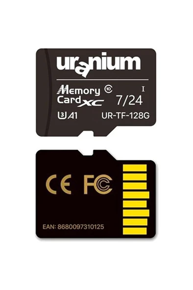 128 GB Uranıum UR-TF-128G Mıcro Sd Card U3 7/24 Surveıllance 100/50MBS Hafıza Kartı ürün görseli 1