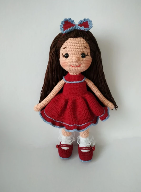 Bordo Fatoş Bebek Amigurumi Organik Oyuncak ürün görseli 1