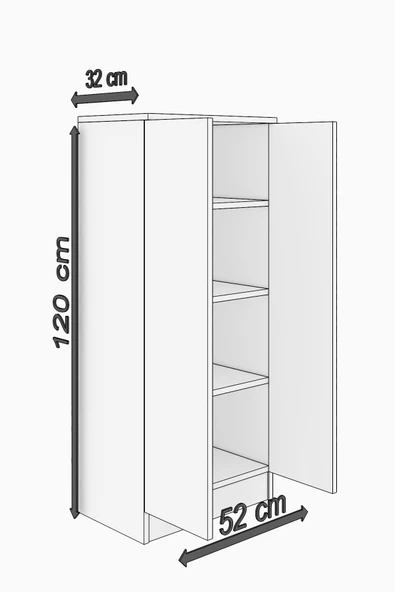 ABETE MOBİLYA Çok Amaçlı Dolap / Beyaz - Resim 4