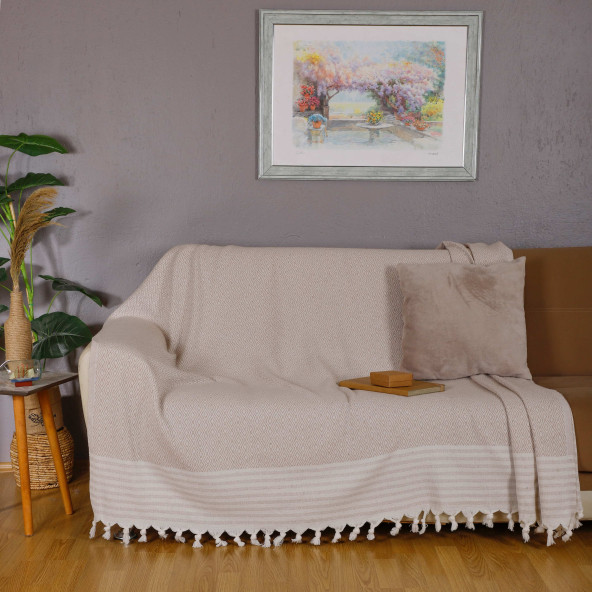 Bumedo Buldan Işi %100 Organik Pamuk Koltuk Örtüsü 170x210 Cm Koltuk Şalı Çekyat Kanepe Örtüsü ürün görseli 1