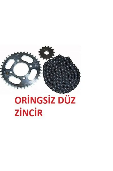 Bajaj Discover 150 F- 150 S Zincir Dişli Seti Kaliteli (Oringsiz Düz Siyah Zincir)  ARASMOTO ürün görseli 1