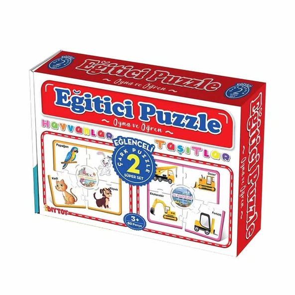 Eğitici Çark Puzzle Hayvanlar ve Taşıtlar Diytoy Eğitici Oyun Seti ürün görseli 1