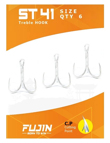 Fujin ST41 Üçlü Maket Balık İğnesi Nickel  2 no ürün görseli 1