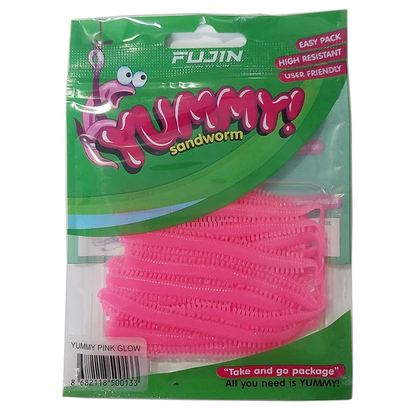 Fujin Yummy Sandworm 7cm LRF Silikonu  PINK GLOW ürün görseli 1